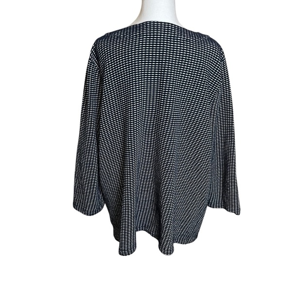 Talbots Plus Navy White Plaid Knit Tunic Top 3X Tie Front Casual Nautical Beach - Picture 4 of 9